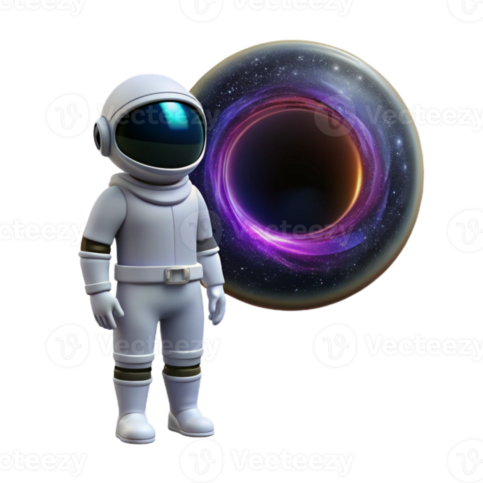 stunning abstract vibrant vintage A lone astronaut, wearing a sleek, white spacesuit, gazing at a colossal black hole swirling with vibrant colors, lit by the distant glow of a nebula professional... png