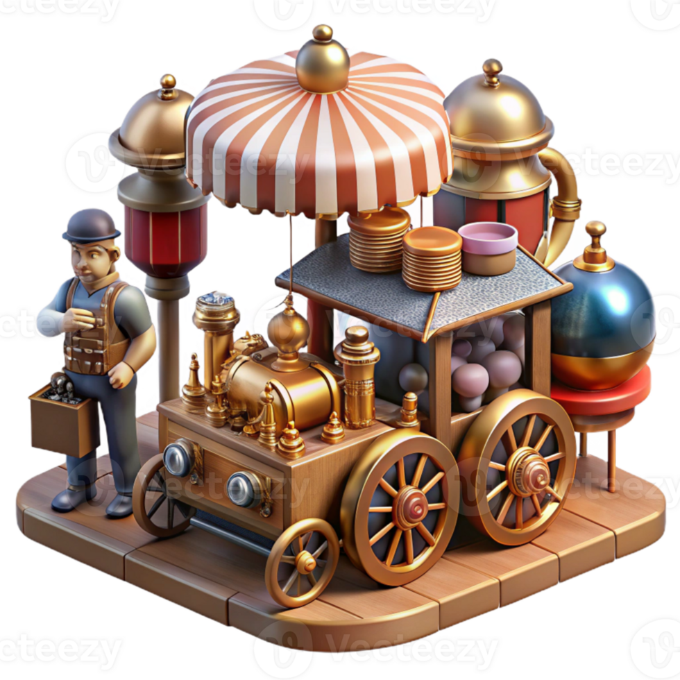 serene modern wonderful rustic A bustling steampunk marketplace, vendors selling bizarre contraptions and automatons, filled with steam and the flicker of gaslight, vibrant and dynamic composition... png