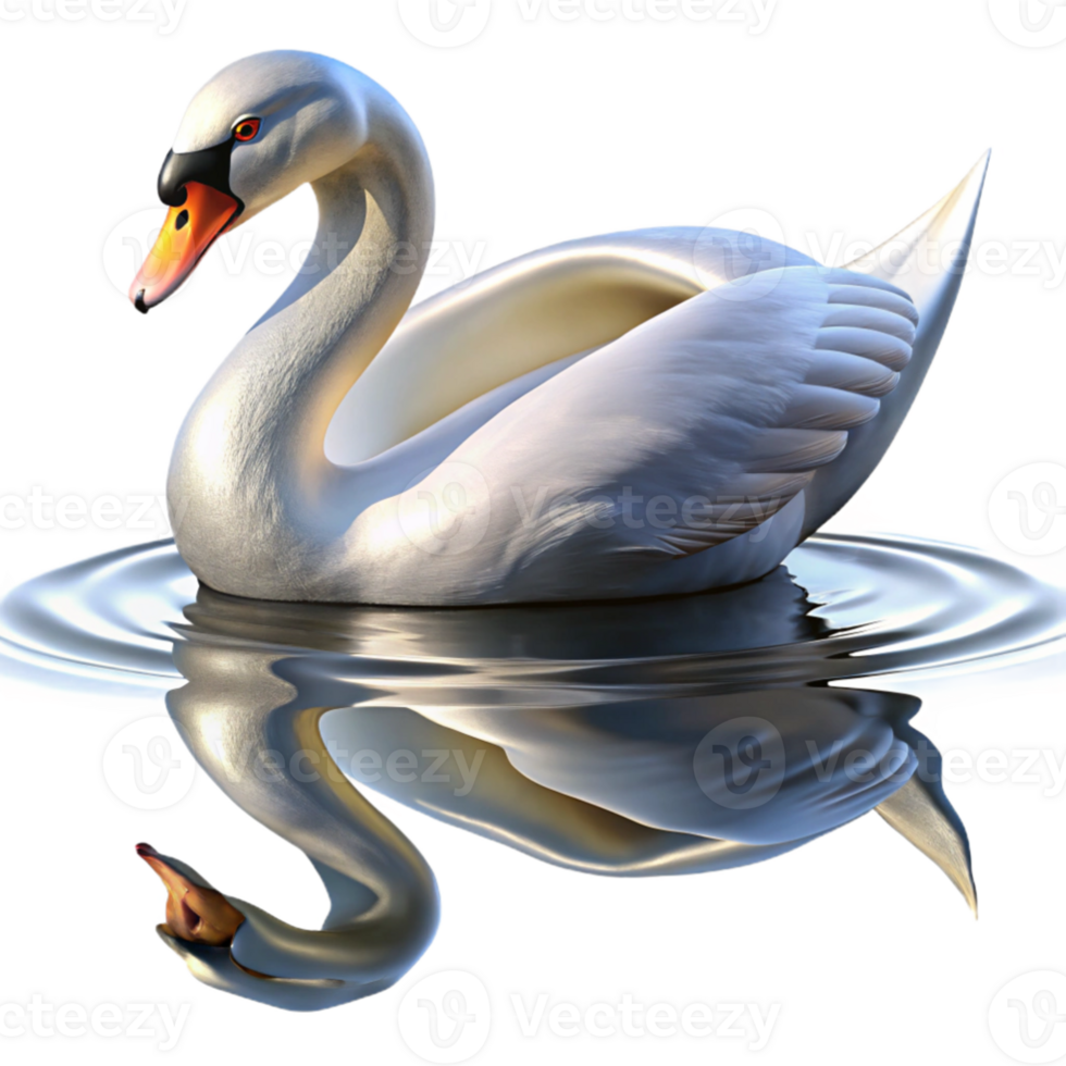 serene classic beautiful abstract A graceful swan gliding across a still lake, reflections shimmering on the water's surface, serene and peaceful atmosphere, impressionistic style authentic high... png