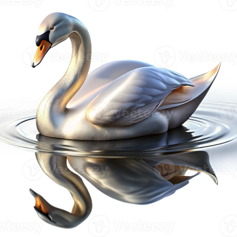 stunning minimalist elegant traditional A graceful swan gliding across a still lake, reflections shimmering on the water's surface, serene and peaceful atmosphere, impressionistic style genuine... png