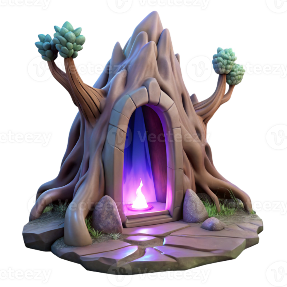 extraordinary rustic extraordinary minimalist A hidden portal shimmering with iridescent light, nestled within the roots of a giant, ancient tree.... png