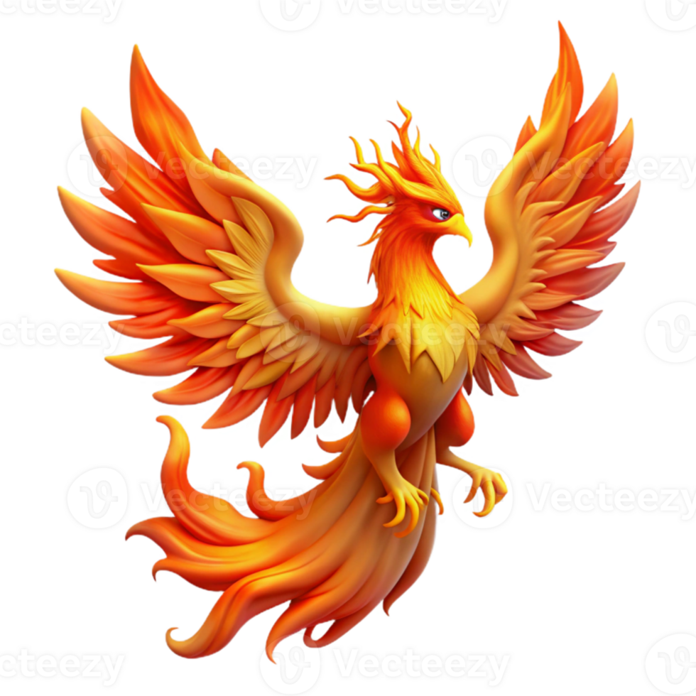 beautiful artistic beautiful minimalist A majestic phoenix engulfed in flames, its fiery wings spread wide against a backdrop of swirling smoke, feathers tipped with gold.... png