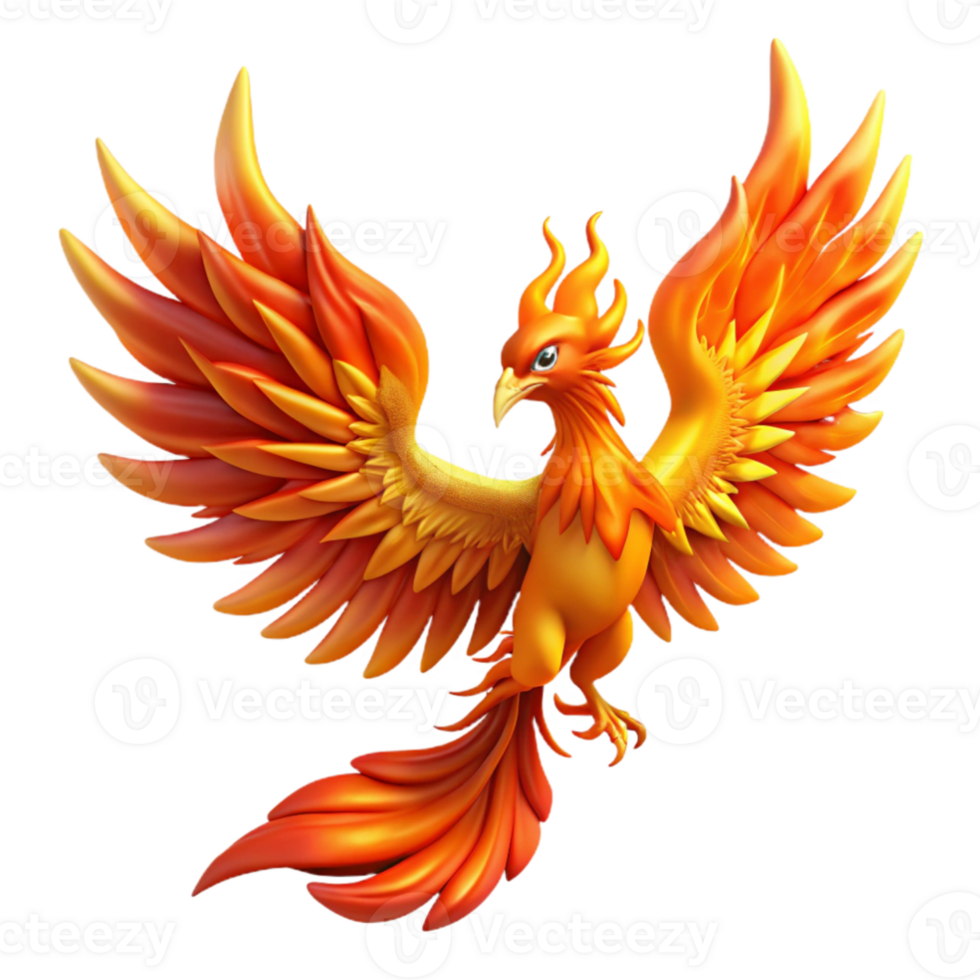 magnificent abstract elegant artistic A majestic phoenix engulfed in flames, its fiery wings spread wide against a backdrop of swirling smoke, feathers tipped with gold.... png