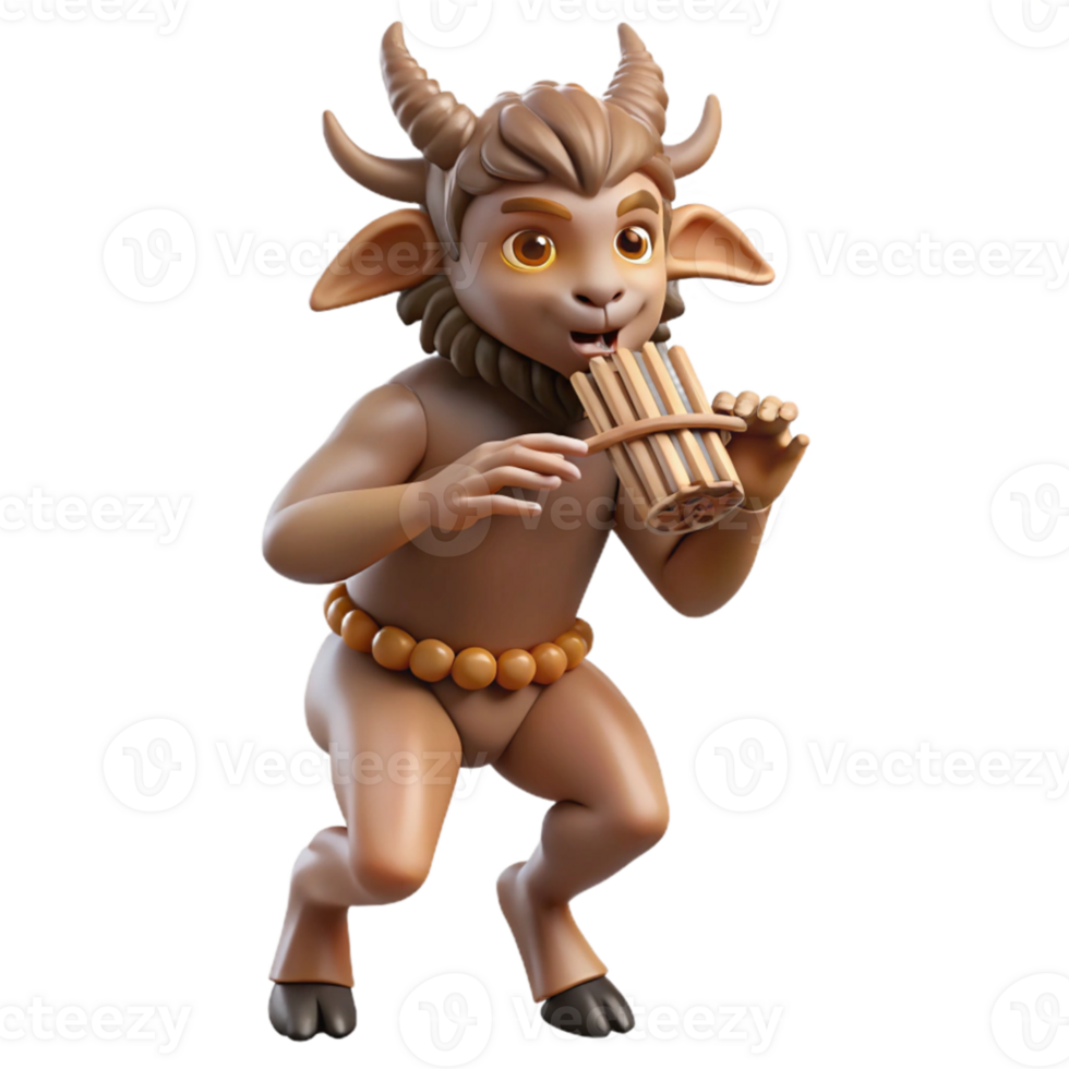 wonderful classic beautiful rustic A mischievous satyr playing a pan flute in a sun-dappled forest glade, his fur a rich brown, his hooves kicking up dust motes.... png