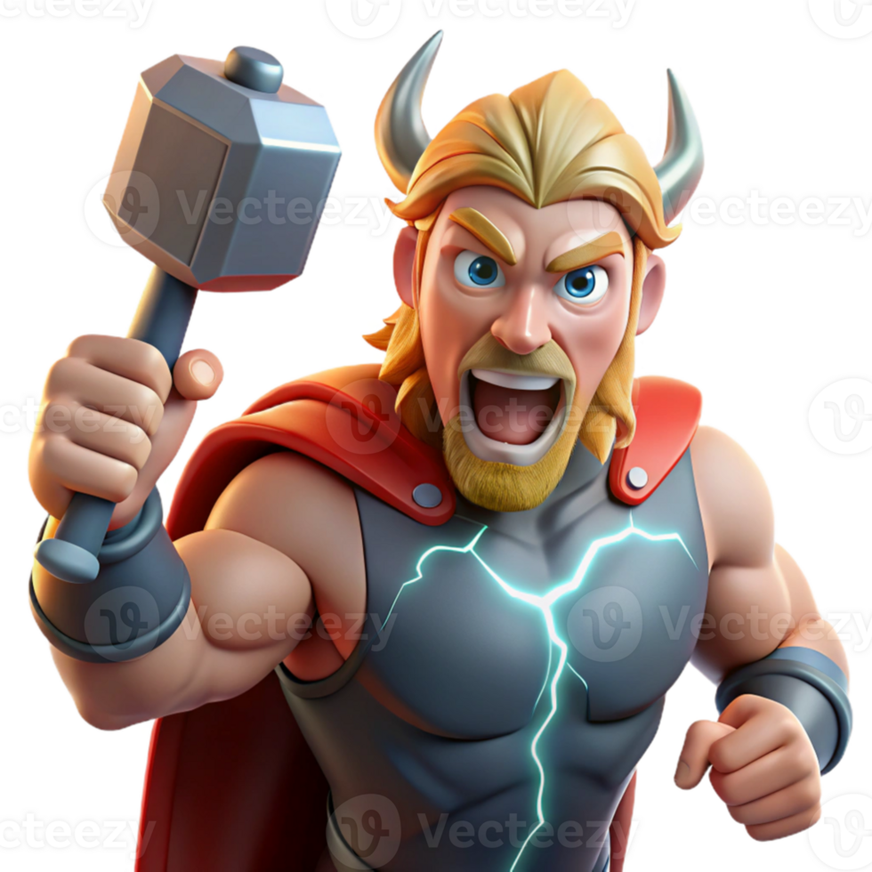 elegant abstract dramatic abstract Thor, the Norse god of thunder, wielding Mjolnir, his hammer crackling with lightning, muscles rippling, a furious expression on his face.... png