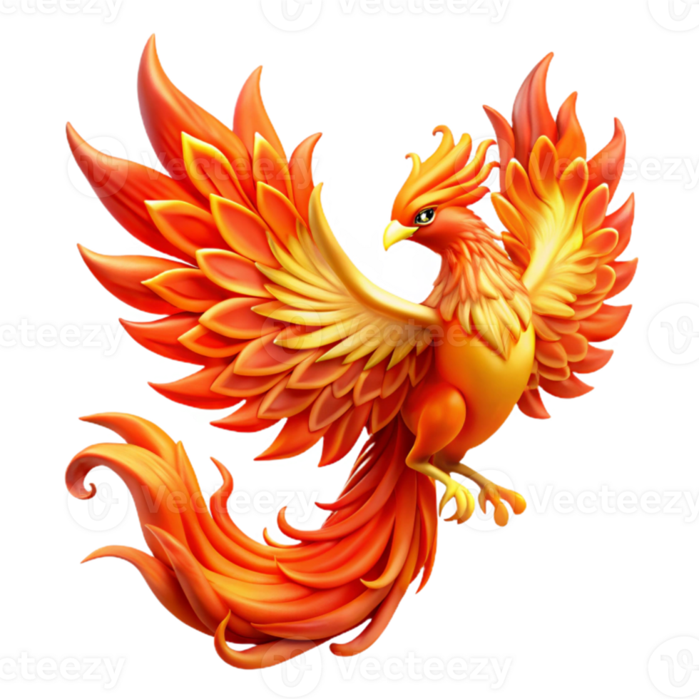 impressive minimalist wonderful minimalist A majestic phoenix rising from flames, vibrant oranges and reds dominating the color palette, intricate feather details, Japanese woodblock print style... png