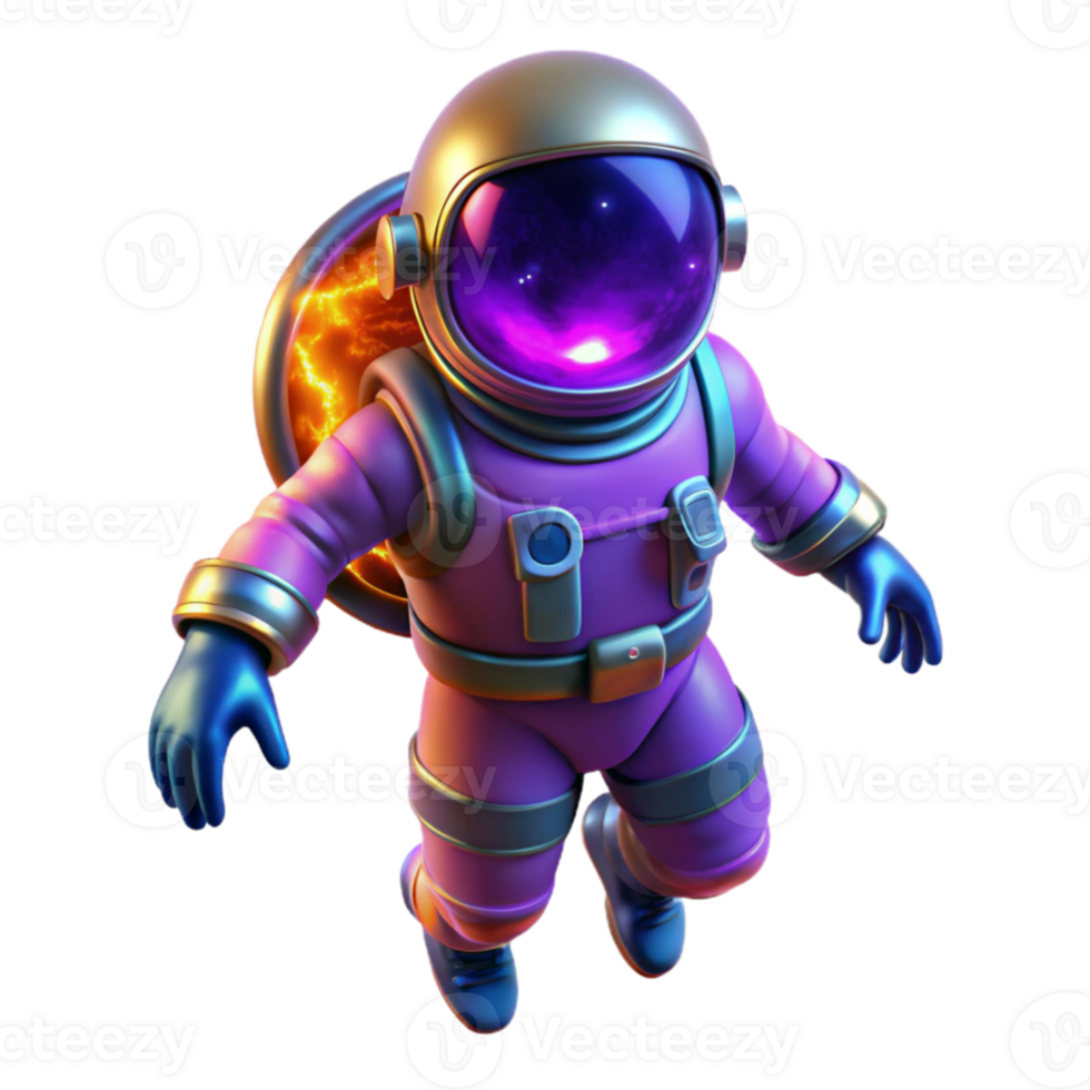 wonderful creative beautiful vintage A lone astronaut in a bioluminescent spacesuit, drifting through a nebula of vibrant purple and teal.... png