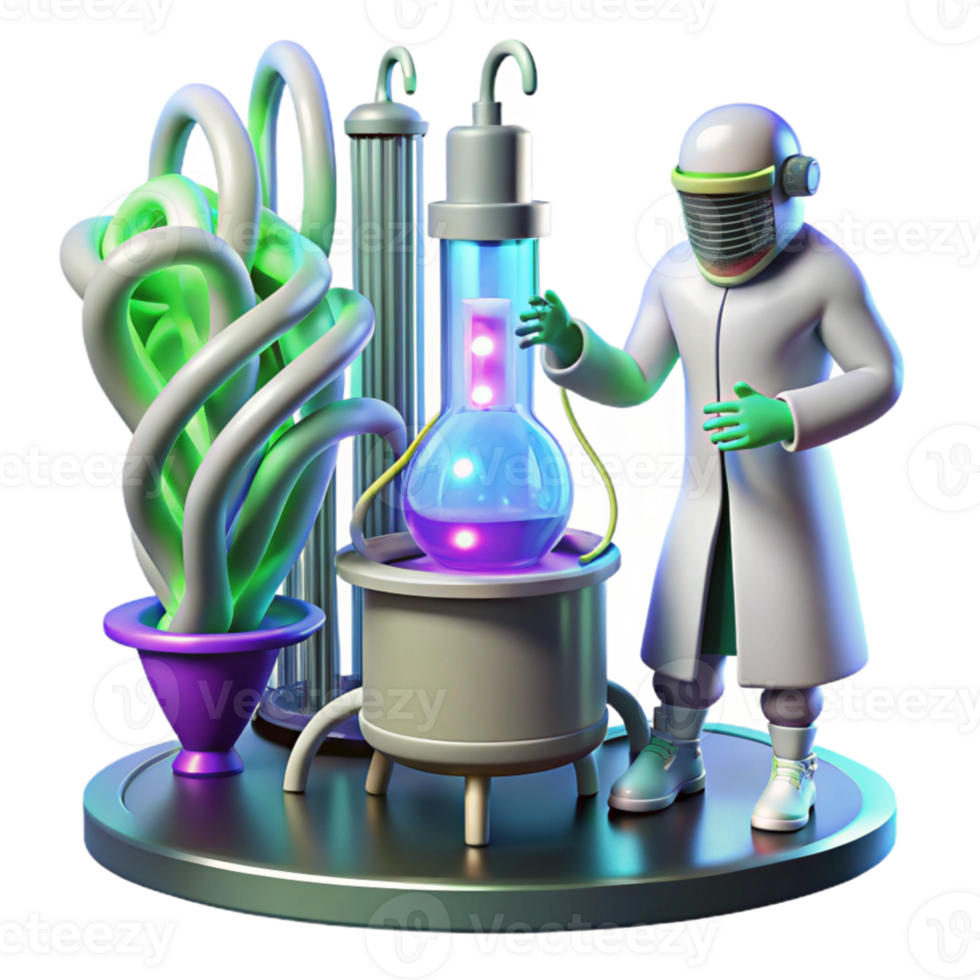 beautiful abstract impressive creative A futuristic laboratory filled with glowing tubes, wires, and strange machinery. A scientist in a hazmat suit observes a pulsating, organic specimen.... png