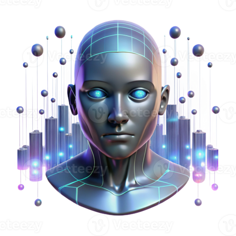 vibrant abstract extraordinary modern A holographic projection of a human face, glitching and distorting in a dark room. The face is surrounded by binary code and abstract data streams.... png