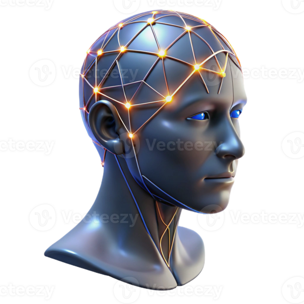 wonderful contemporary impressive vintage A transparent human head with visible neural pathways illuminated by pulsing light, biometric data visualized, scientific illustration style detailed high... png
