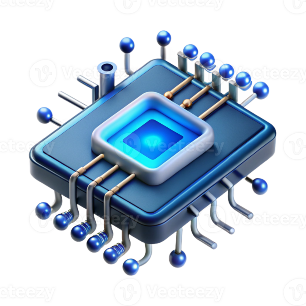 dramatic traditional extraordinary classic A single microchip, magnified, intricate circuits glowing with electric blue light, macro photography style, dark background lighting high resolution... png