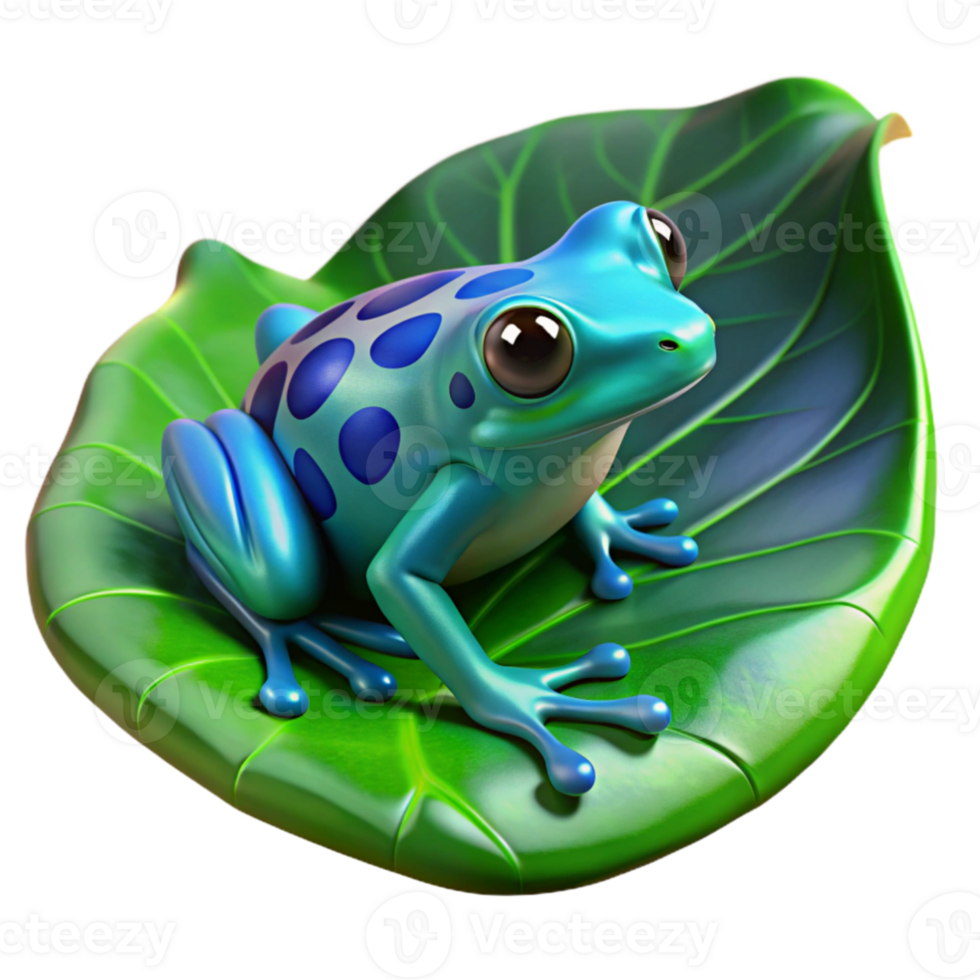 vibrant minimalist elegant abstract A vibrant poison dart frog, glistening with iridescent blues and greens, sitting on a large, dewy leaf in a rainforest, lit by dappled sunlight, in the style of... png