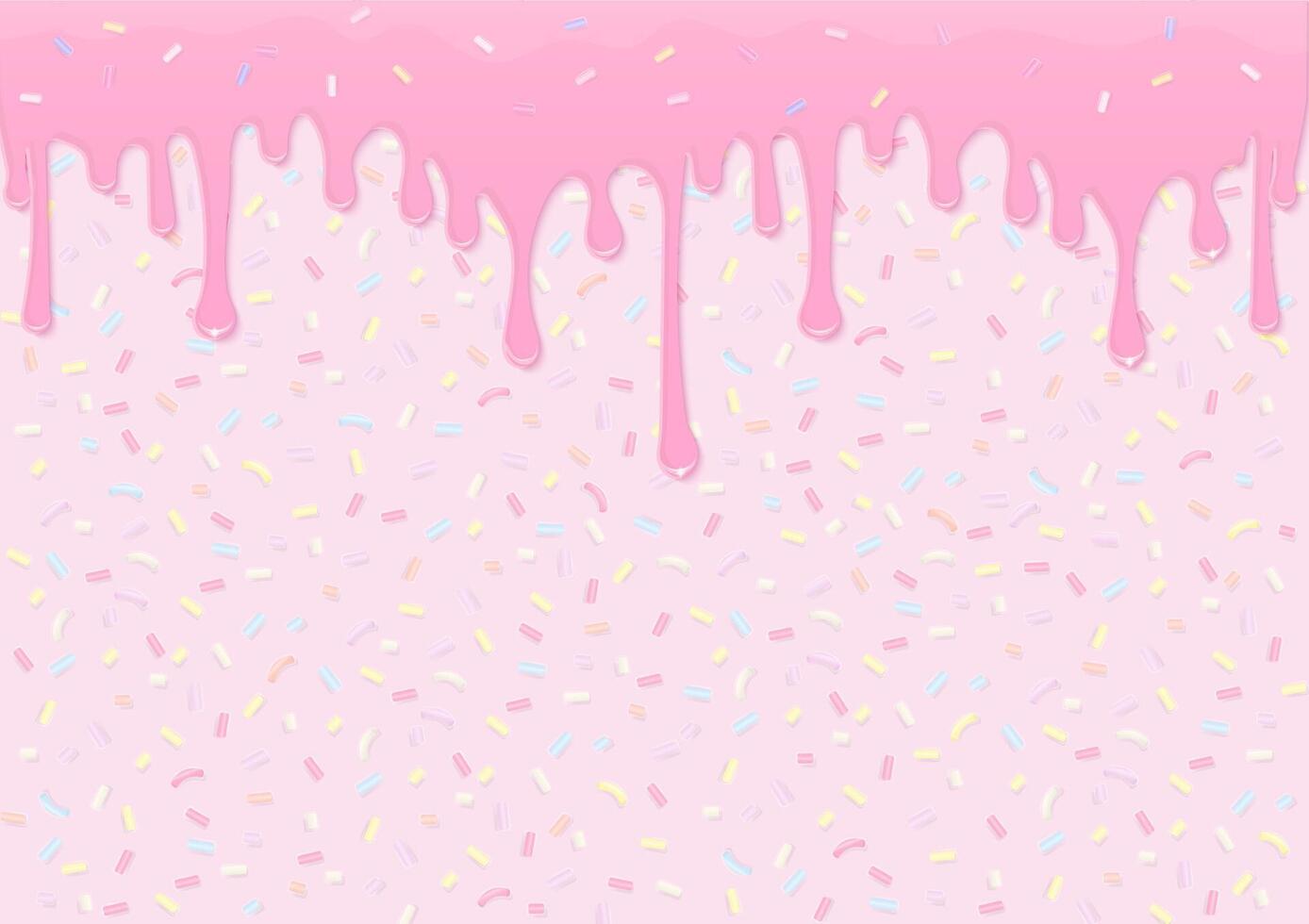 Pink icing with pastel sugar sprinkles background vector