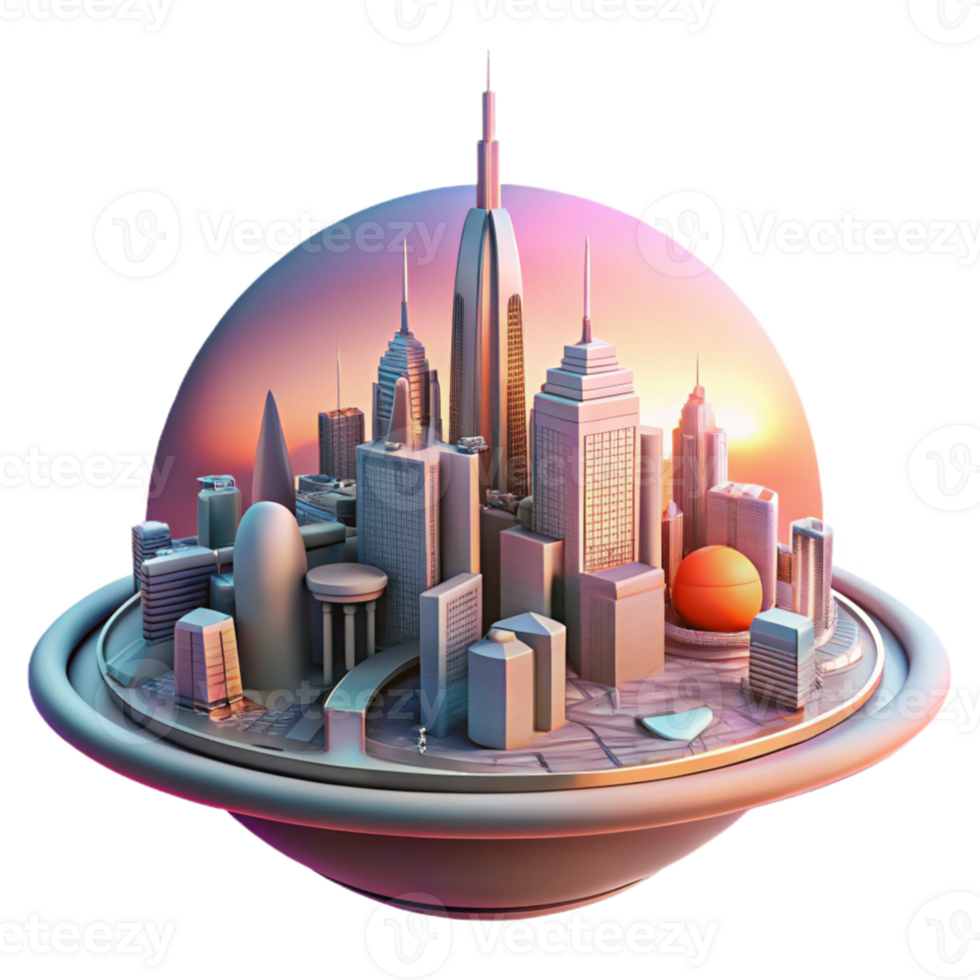 beautiful artistic A futuristic metropolis built on the rings of Saturn, vibrant sunset hues, panoramic view, matte painting style exclusive png