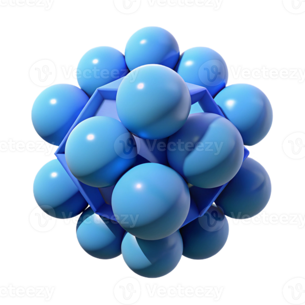 beautiful contemporary Chromatic aberration effect applied to a geometric composition of intersecting planes and spheres, lit by a soft, diffused blue light, in a minimalist style high resolution png