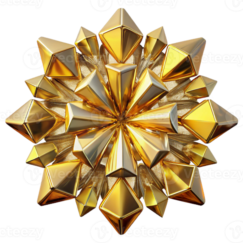 dramatic artistic A kaleidoscope of fragmented glass shards, reflecting and refracting a beam of golden light, in an art deco style high resolution png