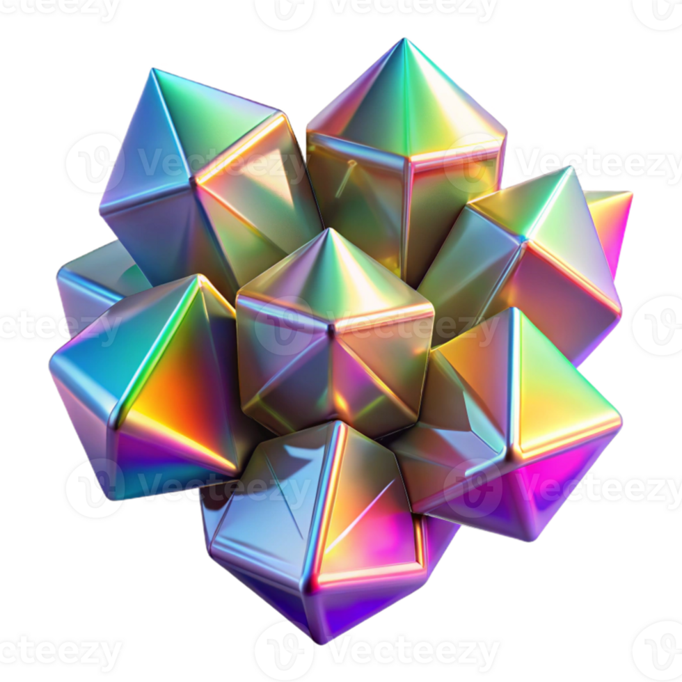 extraordinary abstract A cluster of crystalline structures, refracting and diffracting a spectrum of rainbow colors, lit by a bright, celestial light, in a crystalline art style premium png