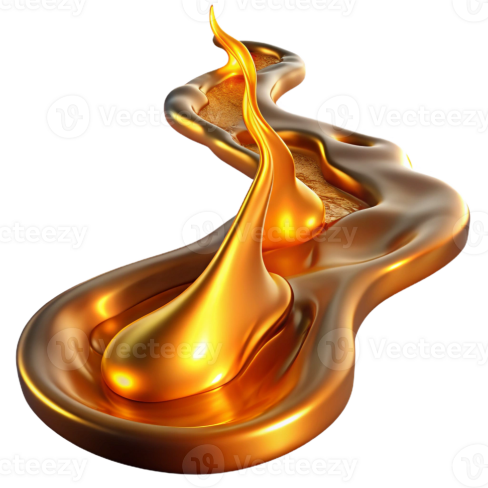 vibrant artistic A flowing river of molten gold, illuminated by the fiery glow of its own heat, in a fluid art style professional png