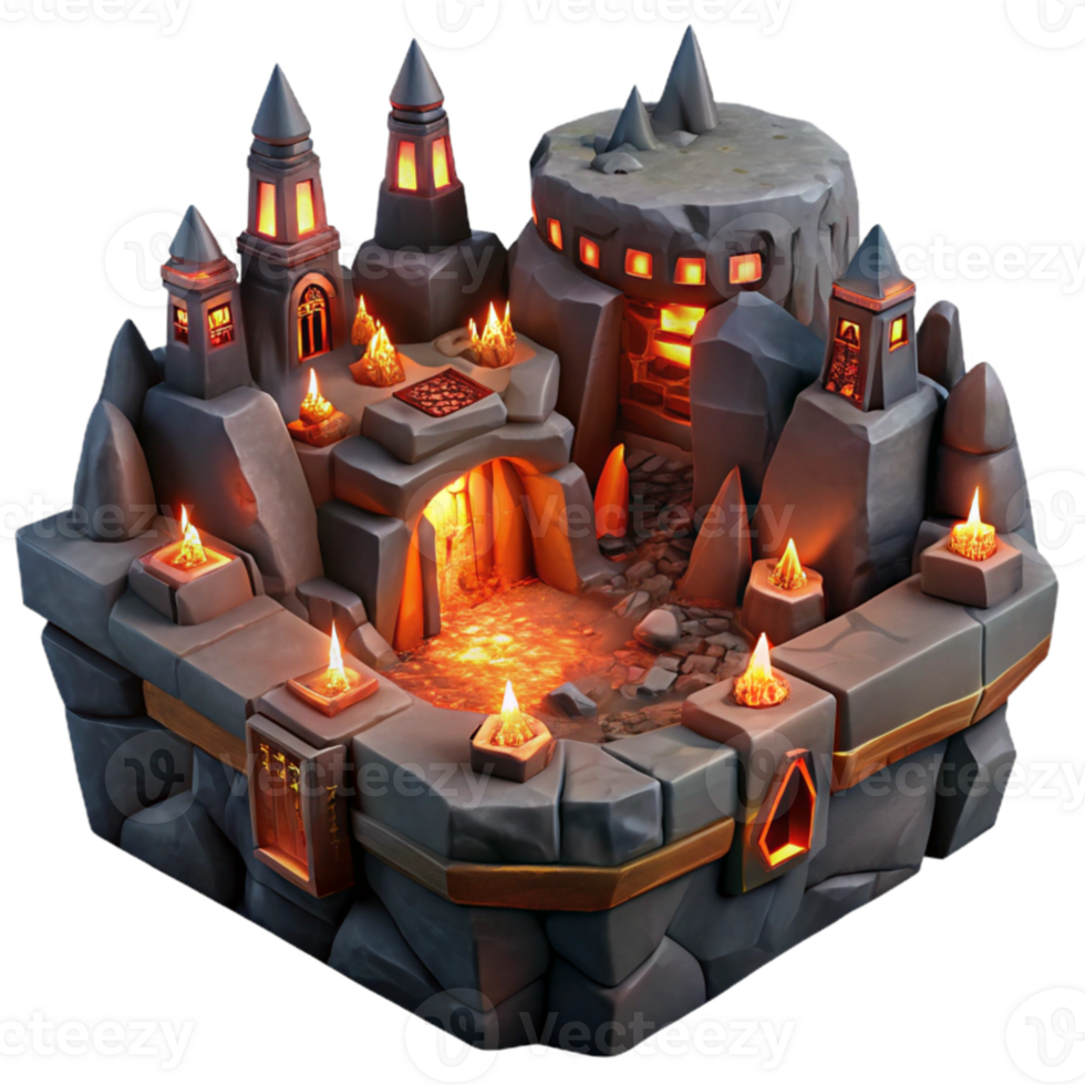 serene contemporary A subterranean dwarven city carved into rock, glowing lava flows, fantasy, intricate carvings, dwarven runes on the walls premium png
