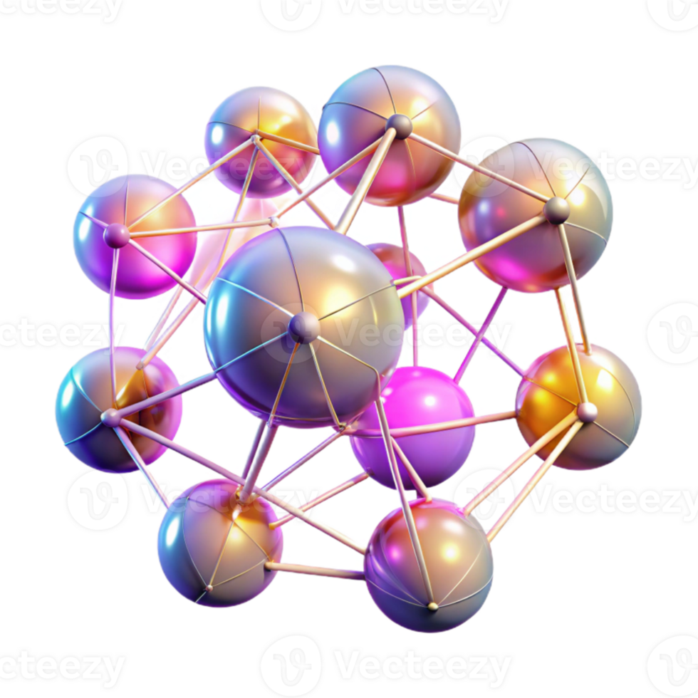 serene creative Chromatic orbs interconnected by thin, glowing filaments, resembling a complex neural network, with a soft, ethereal glow and a cyberpunk aesthetic high quality png