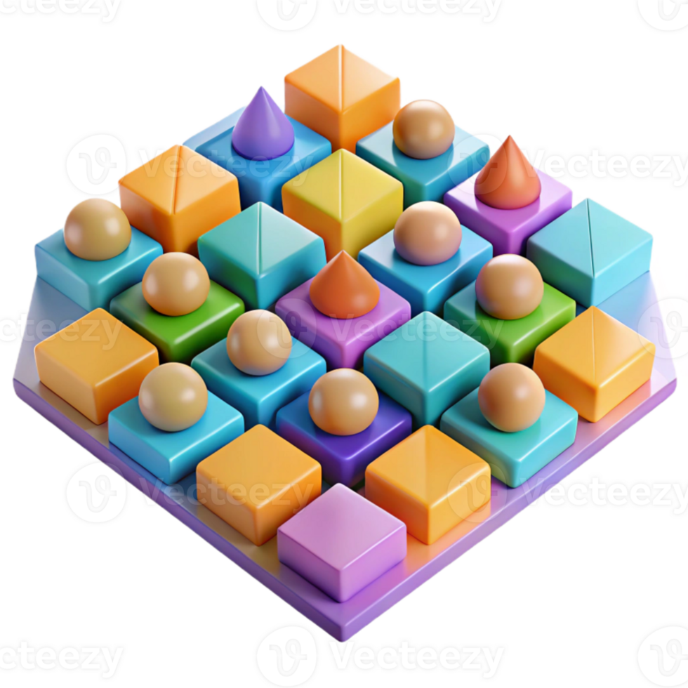 serene artistic A field of colorful, geometric shapes arranged in a non repeating pattern, with a flat, graphic design aesthetic, inspired by Op Art high resolution png