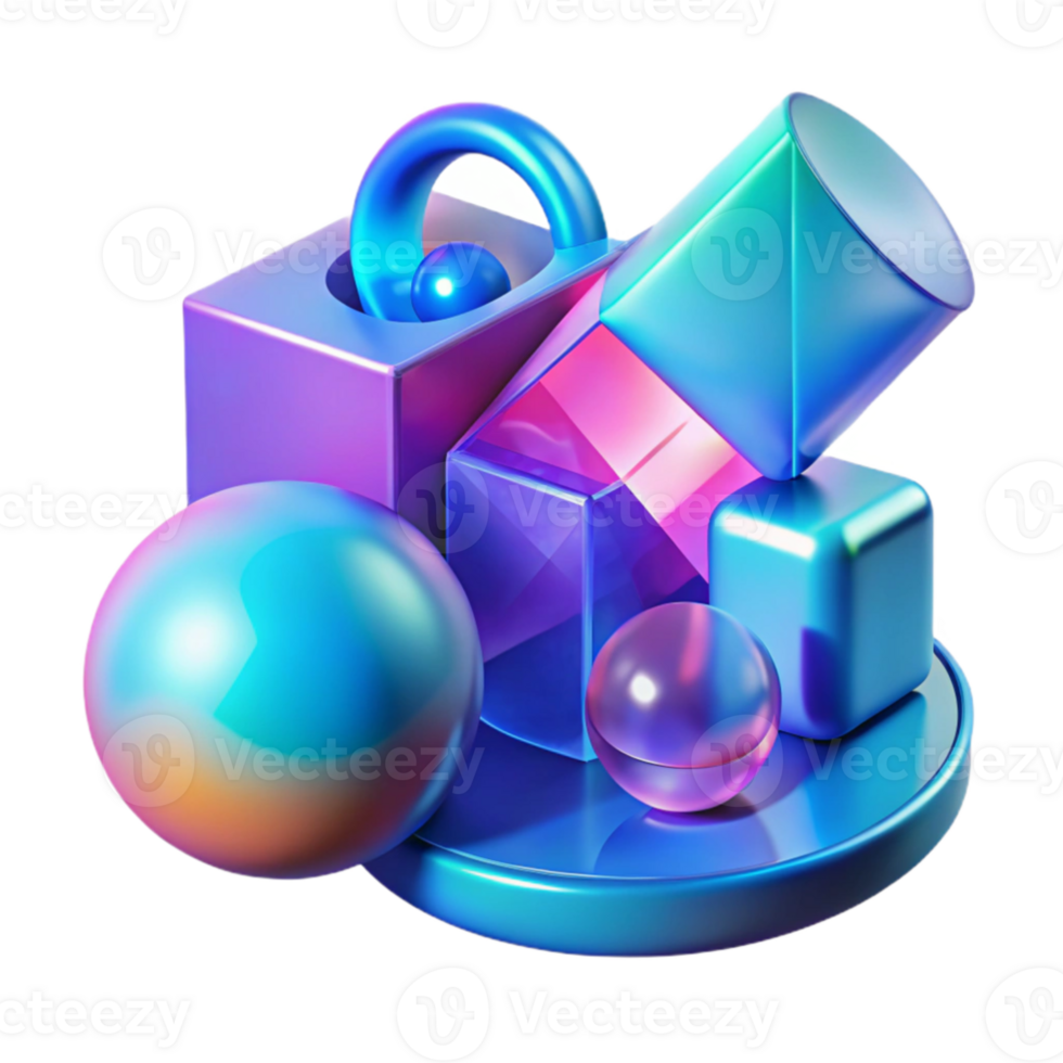 impressive rustic A dynamic composition of overlapping, transparent shapes, with gradients of vibrant colors, lit by a cool, blue light, in a Bauhaus style detailed png