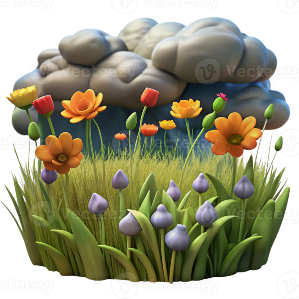 serene classic A field of wildflowers swaying in the gentle breeze under a dramatic, stormy sky, painted in the style of Vincent van Gogh detailed png