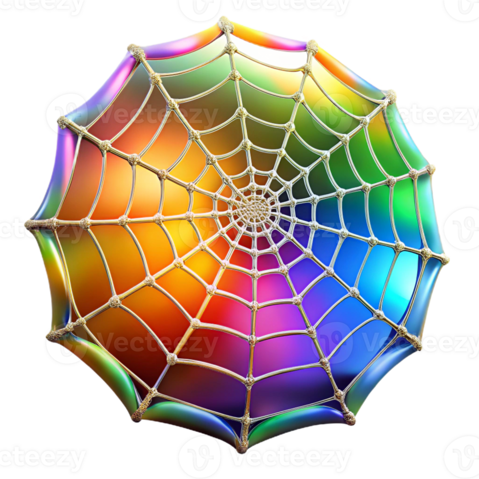 magnificent creative A close up of a dew kissed spiderweb glistening in the early morning sun, reflecting a vibrant rainbow, macro photography style high resolution png