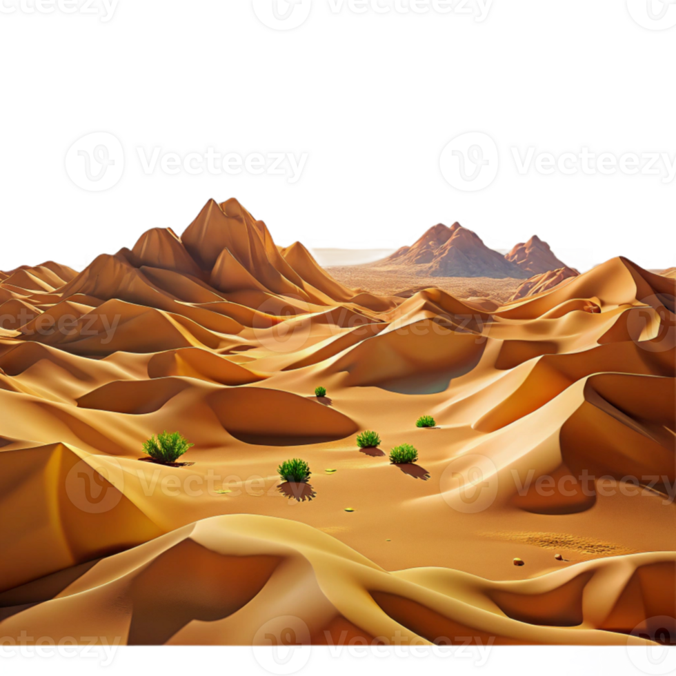 vibrant minimalist A panoramic view of a vast desert landscape under a scorching midday sun, with rolling sand dunes and distant mesas, in a cinematic style 4K png