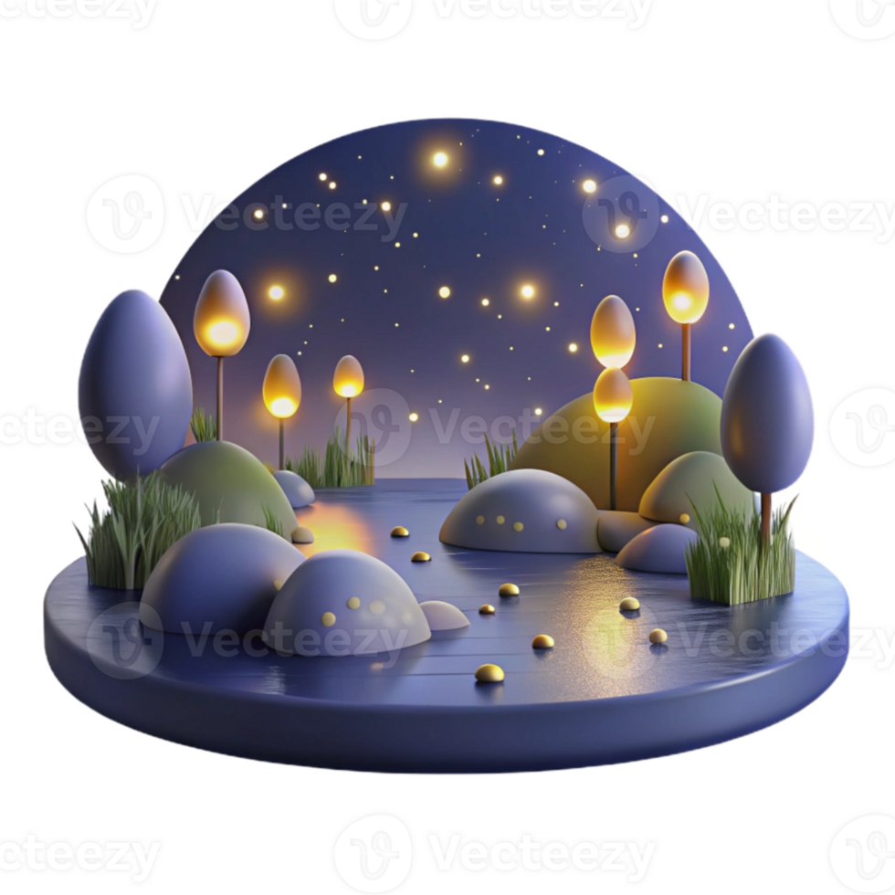 vibrant abstract A group of fireflies dancing in the night sky above a tranquil lake, reflecting the starry sky, in a magical, dreamlike style genuine png