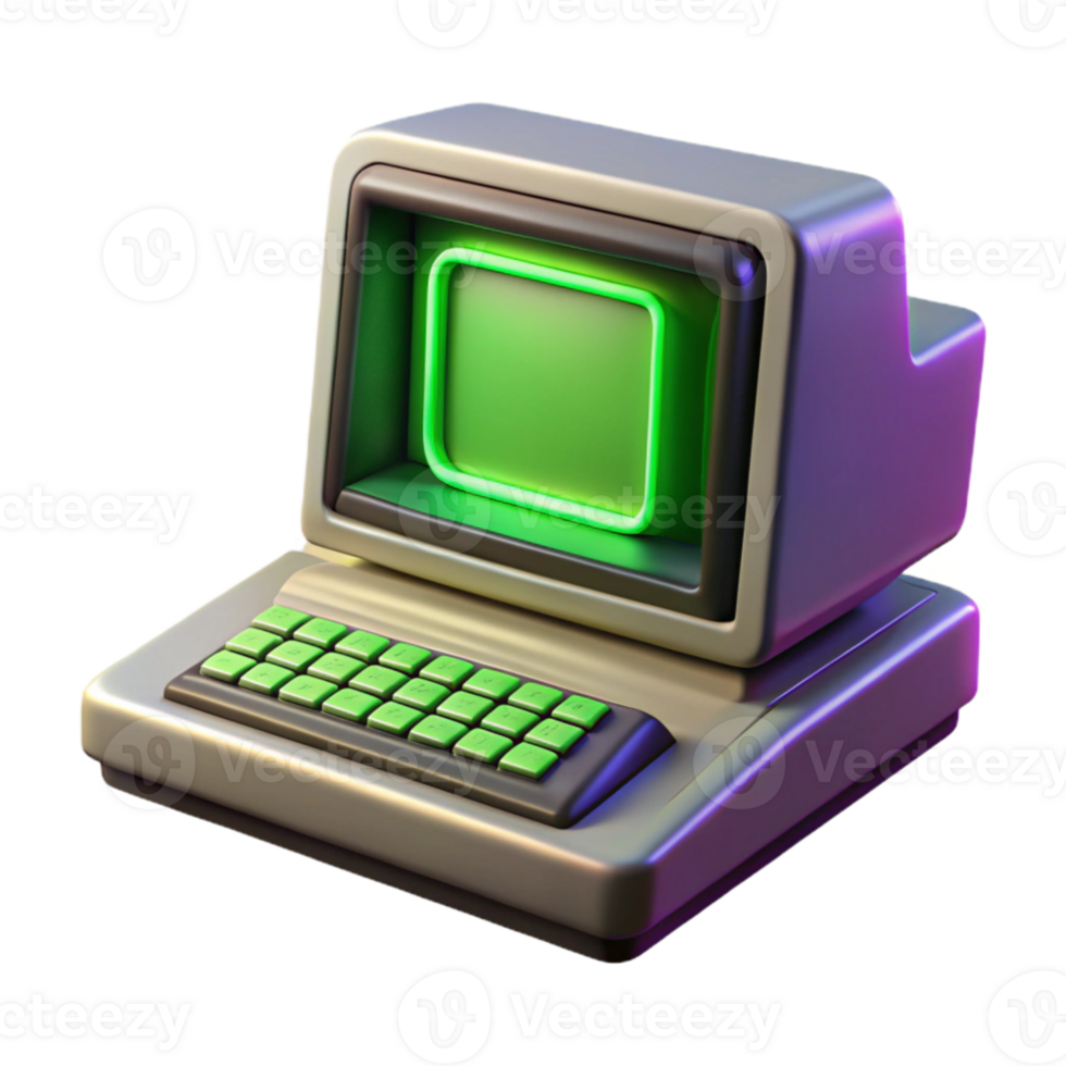 étourdissant ancien une ancien ordinateur Terminal affichage énigmatique code, embrasé vert contre une foncé arrière-plan, synthwave style, spectaculaire éclairage haute résolution png