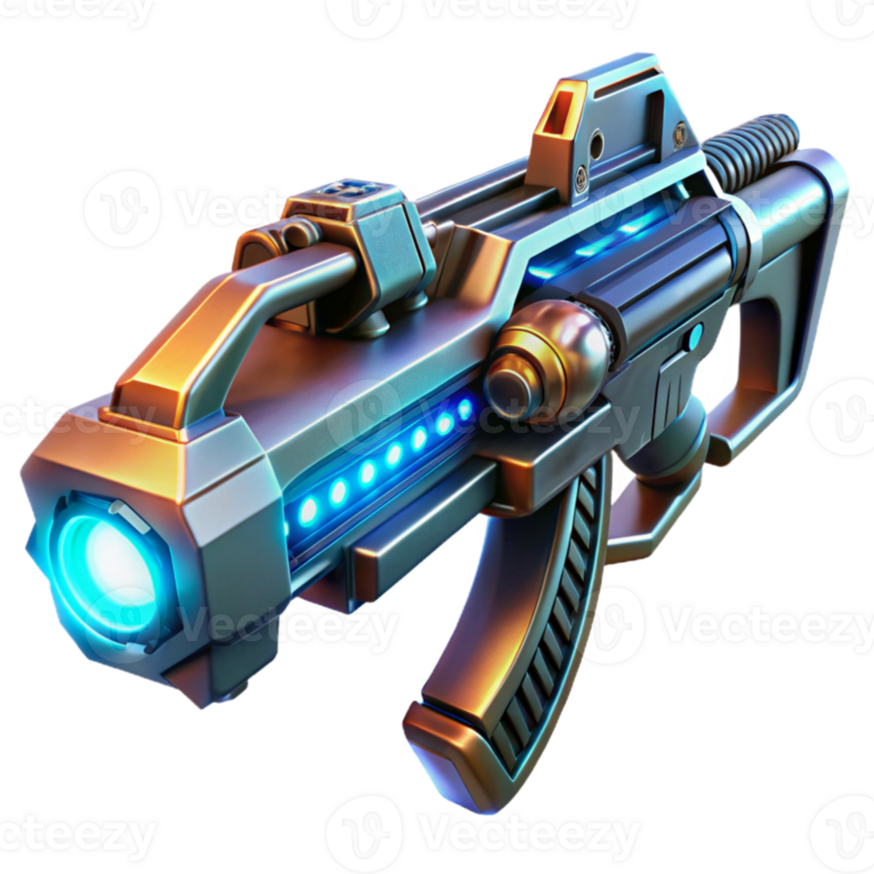 vibrant artistic A futuristic weapon rendered in intricate detail, glowing with energy, sci fi art style, dramatic, contrasting lighting authentic png