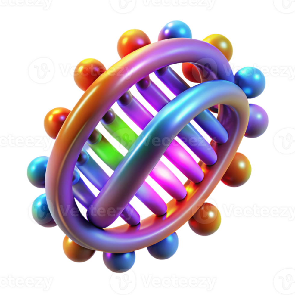 magnificent creative A group of nanobots forming the shape of a DNA double helix, glowing with various vibrant colors, microscopic view, dark background, neon lighting exclusive png