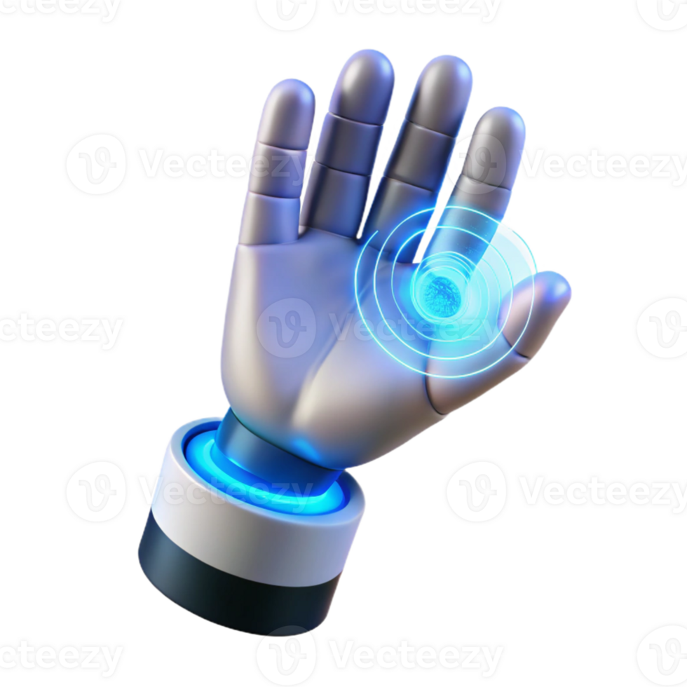 extraordinary classic A transparent human hand interacting with a holographic interface, glowing blue and white, futuristic and minimalist genuine png
