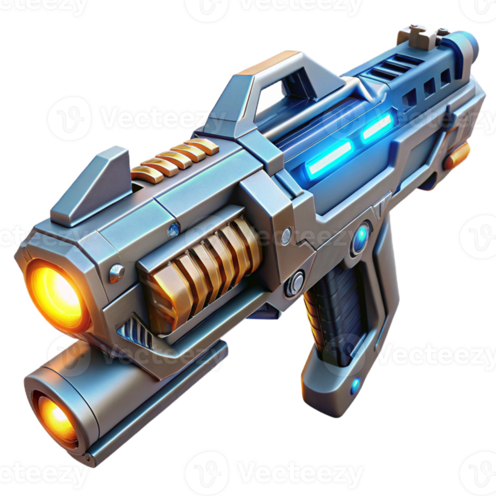 wonderful contemporary A futuristic weapon rendered in intricate detail, glowing with energy, sci fi art style, dramatic, contrasting lighting high quality png