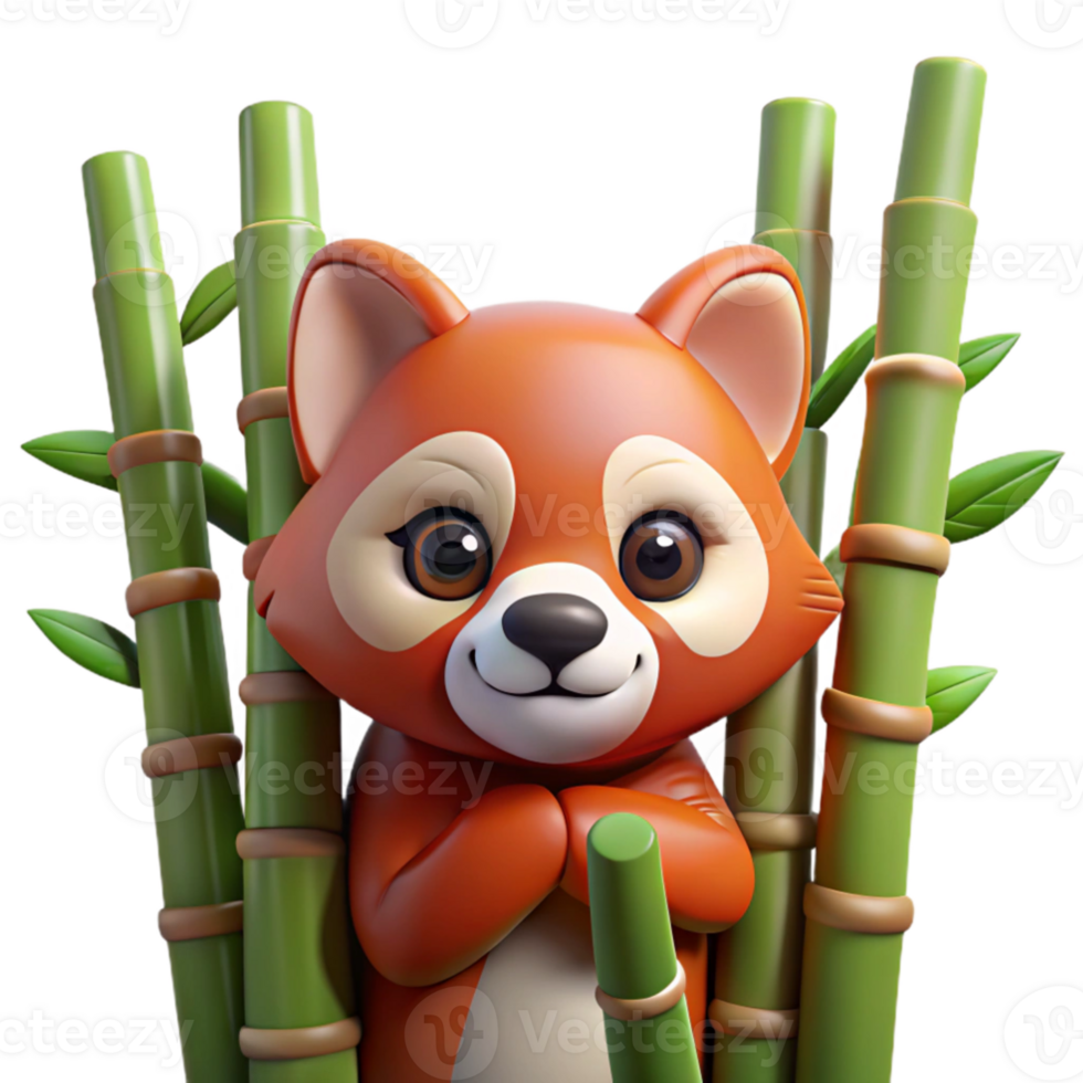wonderful creative A curious red panda peering through bamboo stalks, soft diffused lighting, Pixar animation style professional png