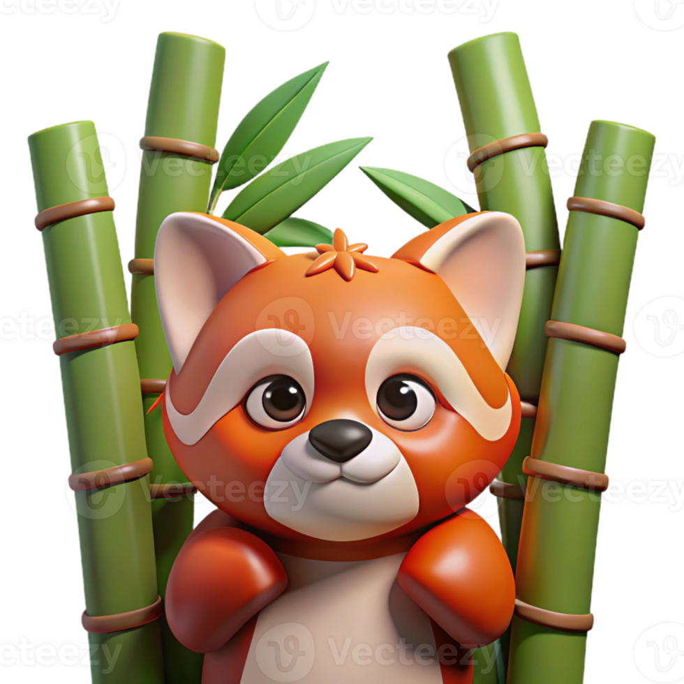 vibrant rustic A curious red panda peering through bamboo stalks, soft diffused lighting, Pixar animation style premium png