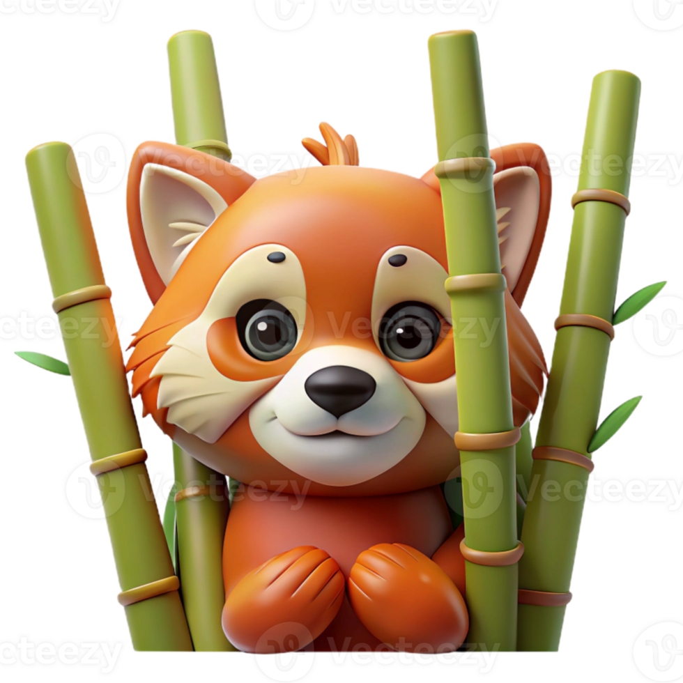 impressive modern A curious red panda peering through bamboo stalks, soft diffused lighting, Pixar animation style original png