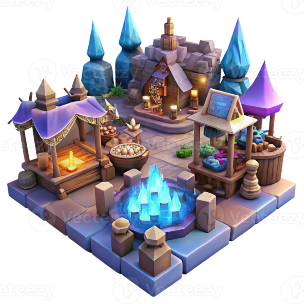 elegant traditional A bustling marketplace in a subterranean city, illuminated by glowing crystals and populated by diverse fantasy races, stalls overflowing with strange and magical wares.... png