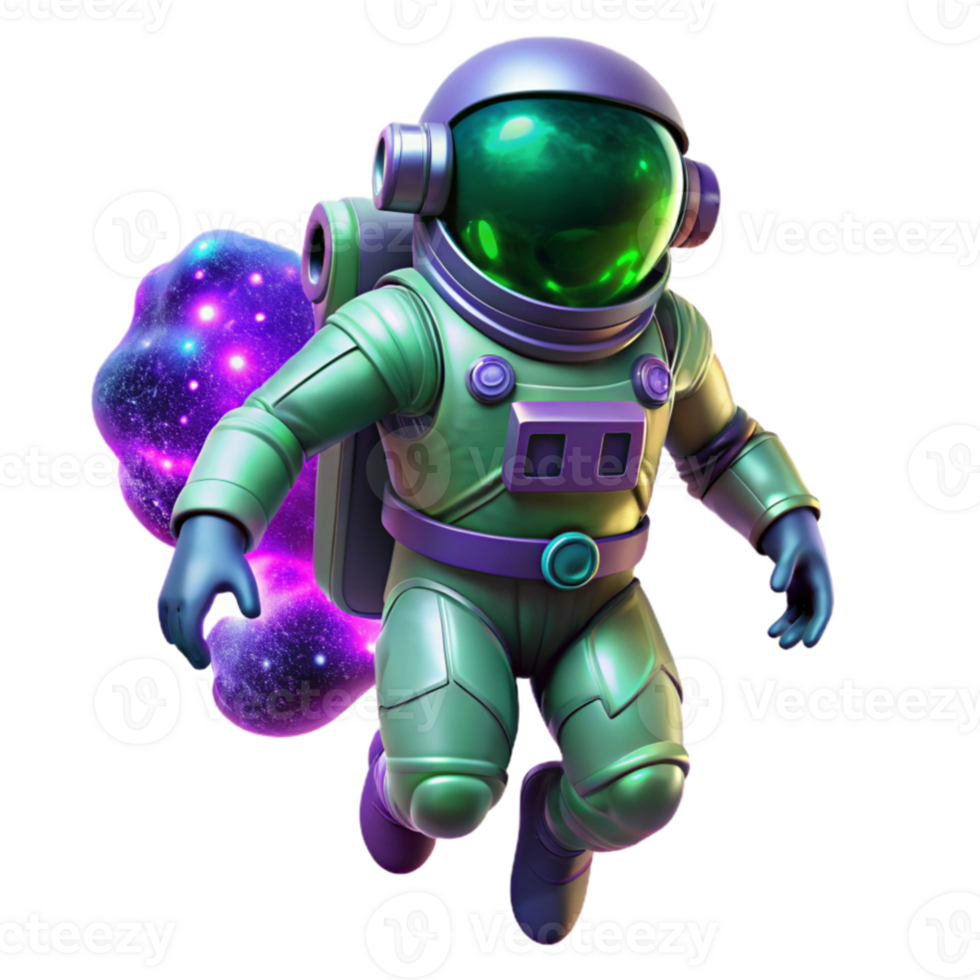 wonderful modern A lone astronaut, clad in a bioluminescent spacesuit, drifts through a nebula of swirling emerald and violet gases, illuminated by the distant glow of a binary star system.... png