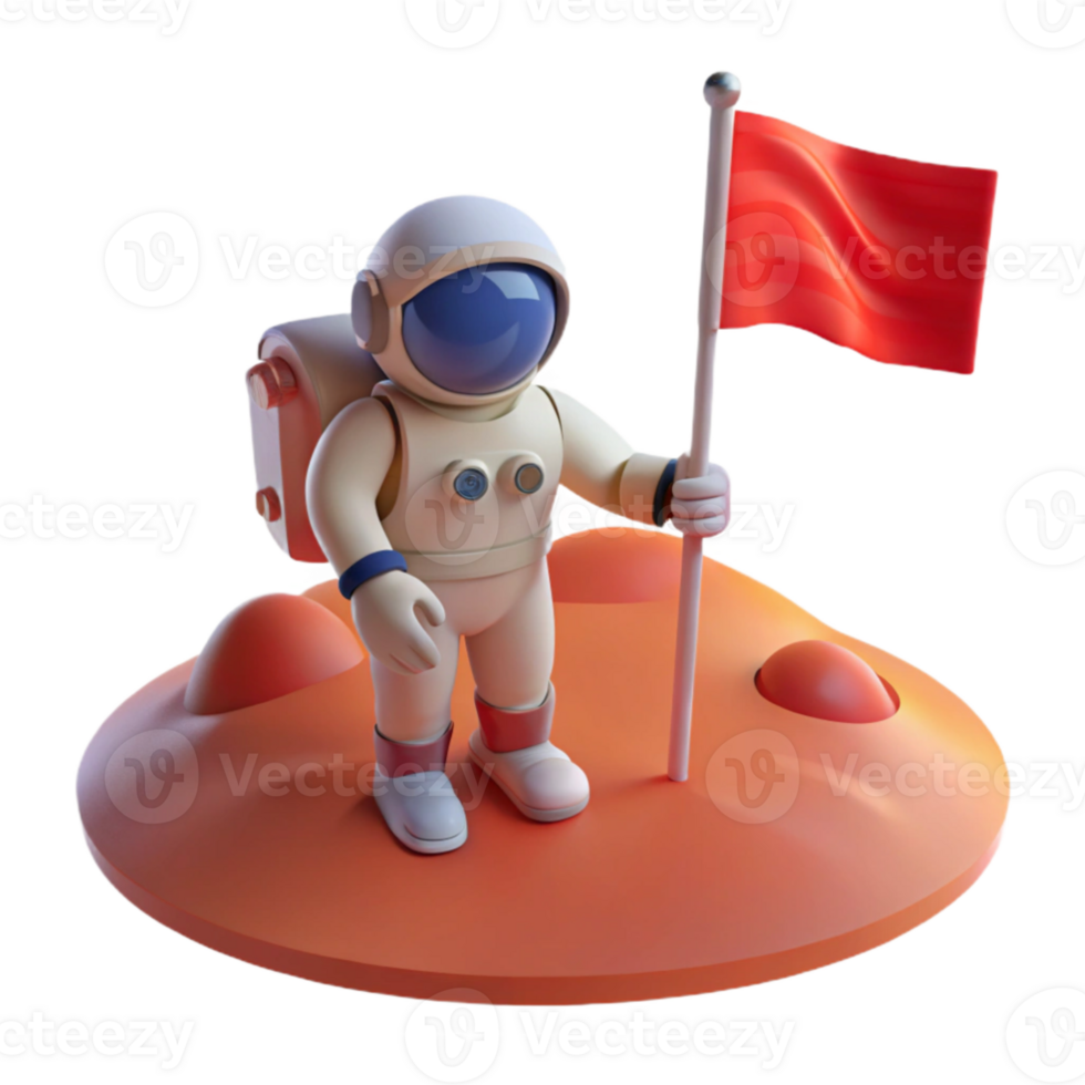 serene artistic A lone astronaut, planting a flag on a desolate, red planet, illuminated by the harsh glare of a nearby sun. Photorealistic, documentary style authentic png