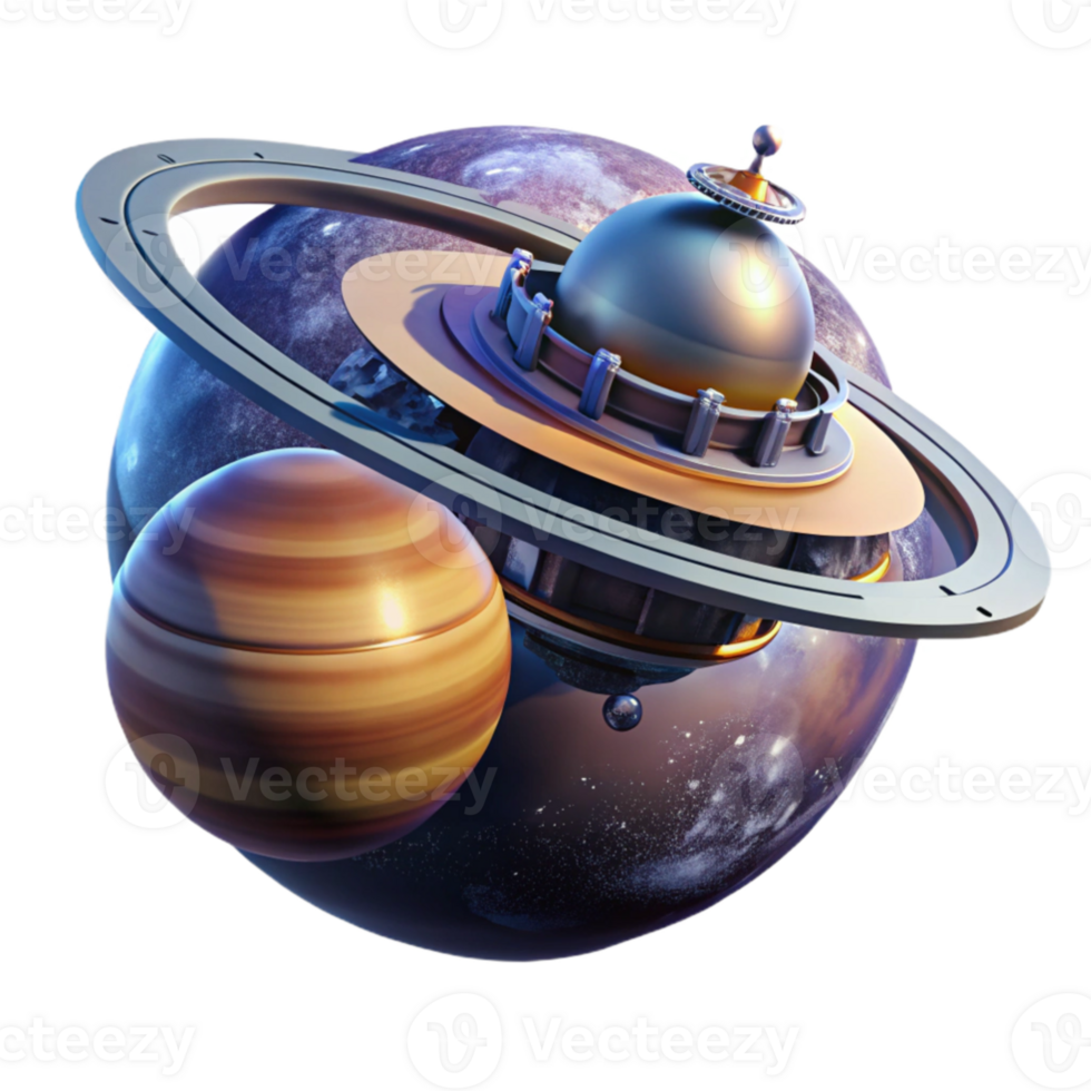 wonderful contemporary A colossal space station orbiting a gas giant, dramatic backlighting, cinematic style detailed png