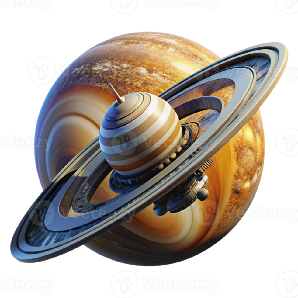 stunning abstract A colossal space station orbiting a gas giant, dramatic backlighting, cinematic style original png