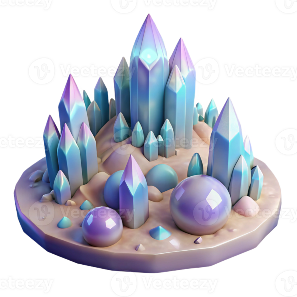 wonderful abstract A field of crystalline structures on an alien planet, soft pastel lighting, dreamlike style exclusive png
