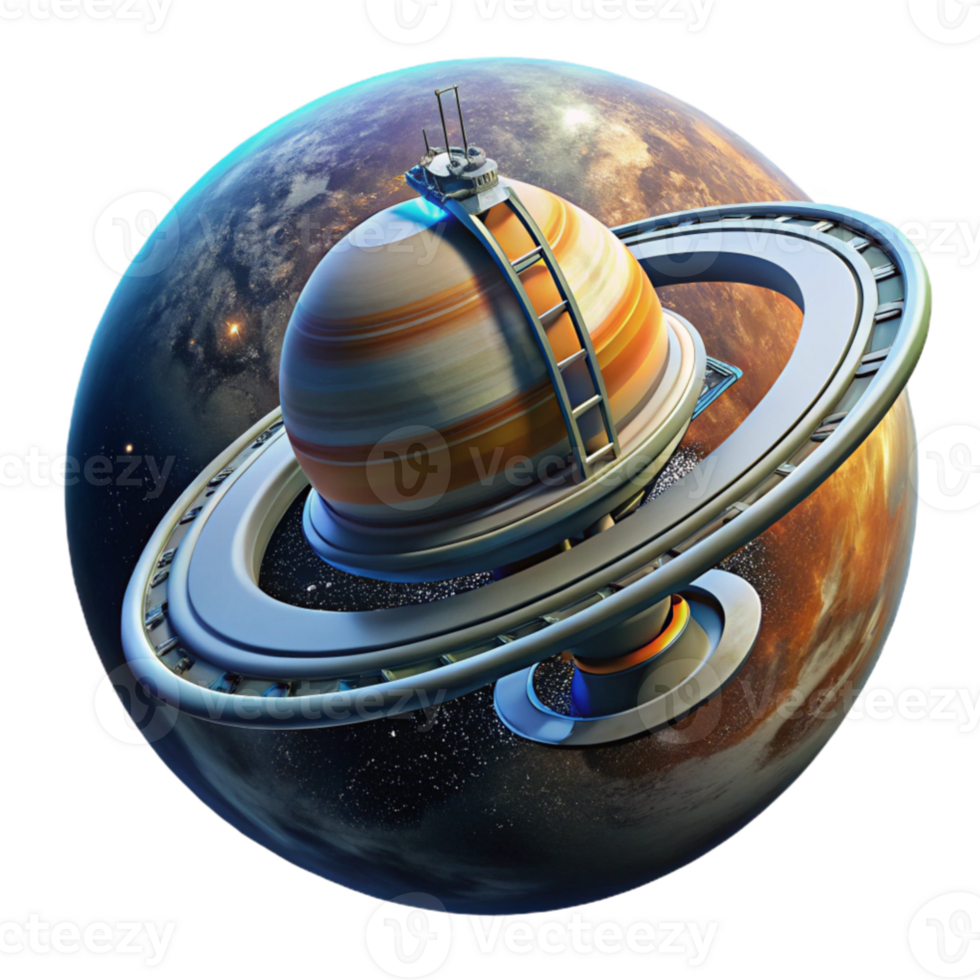 wonderful modern A colossal space station orbiting a gas giant, dramatic backlighting, cinematic style exclusive png