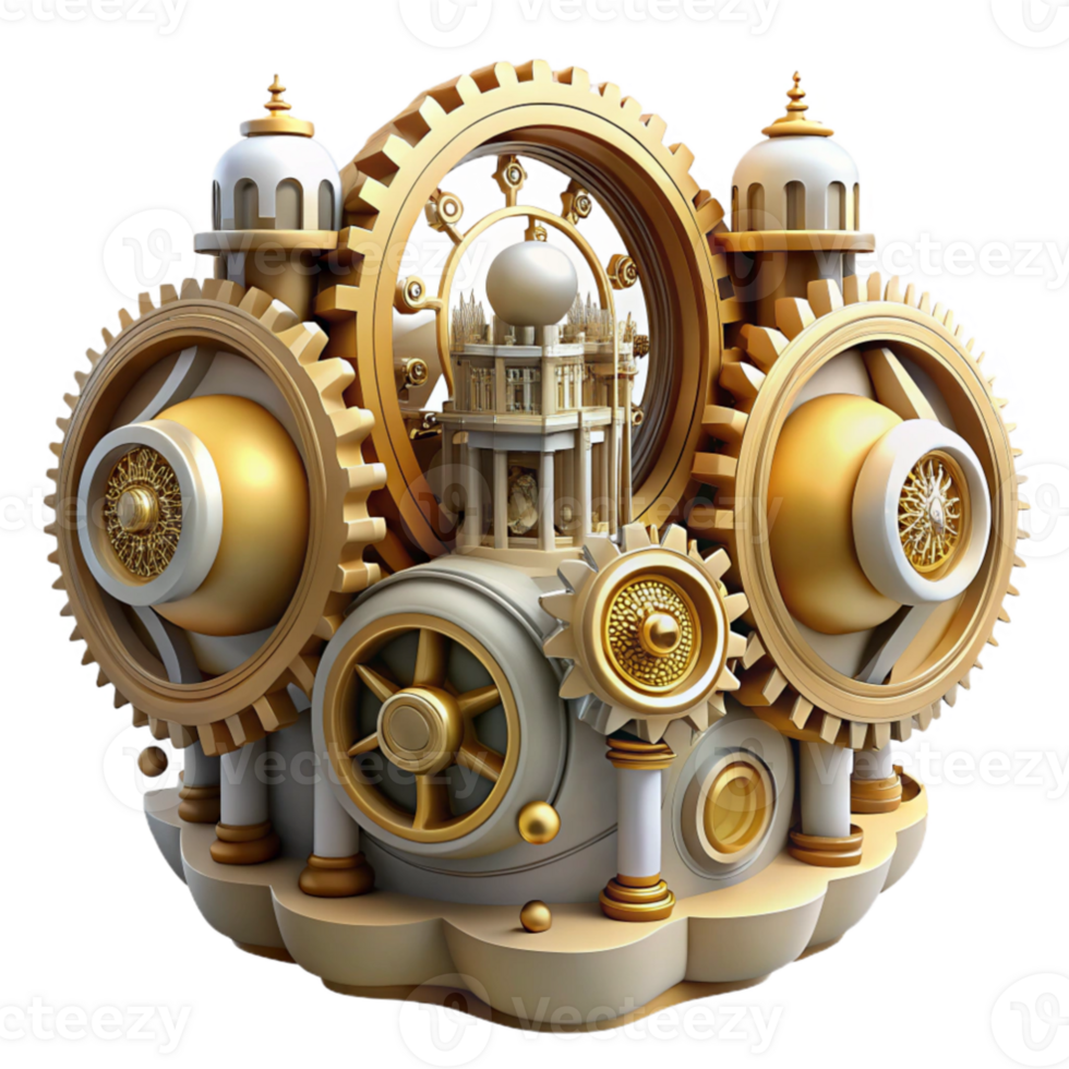 beautiful modern An intricate clockwork city, gears and cogs, intricate mechanisms, steampunk, retrofuturistic, warm lighting, 4K png