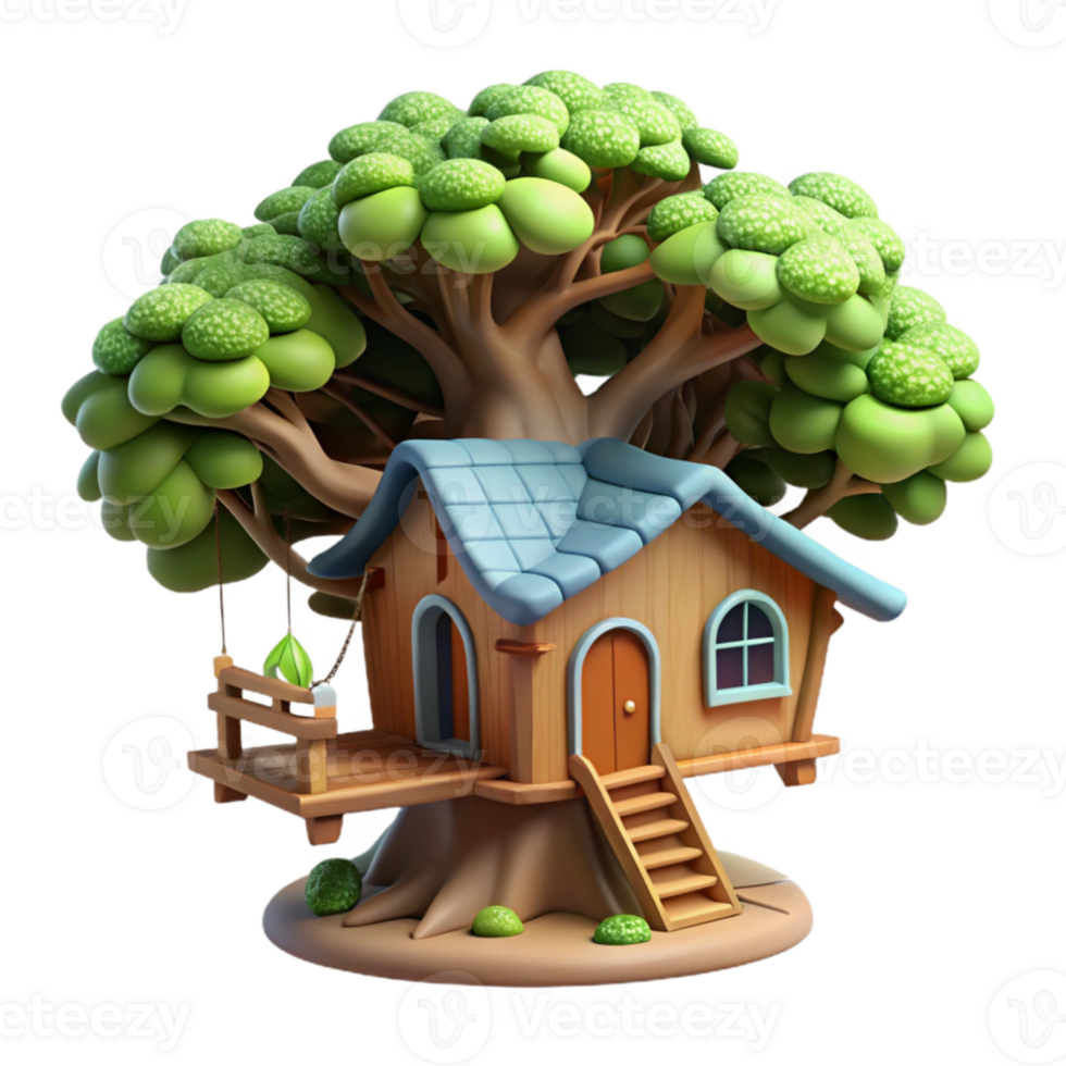 elegant rustic A whimsical treehouse, built into the branches of a giant oak, dappled sunlight filtering through the leaves. Fairytale, magical 4K png