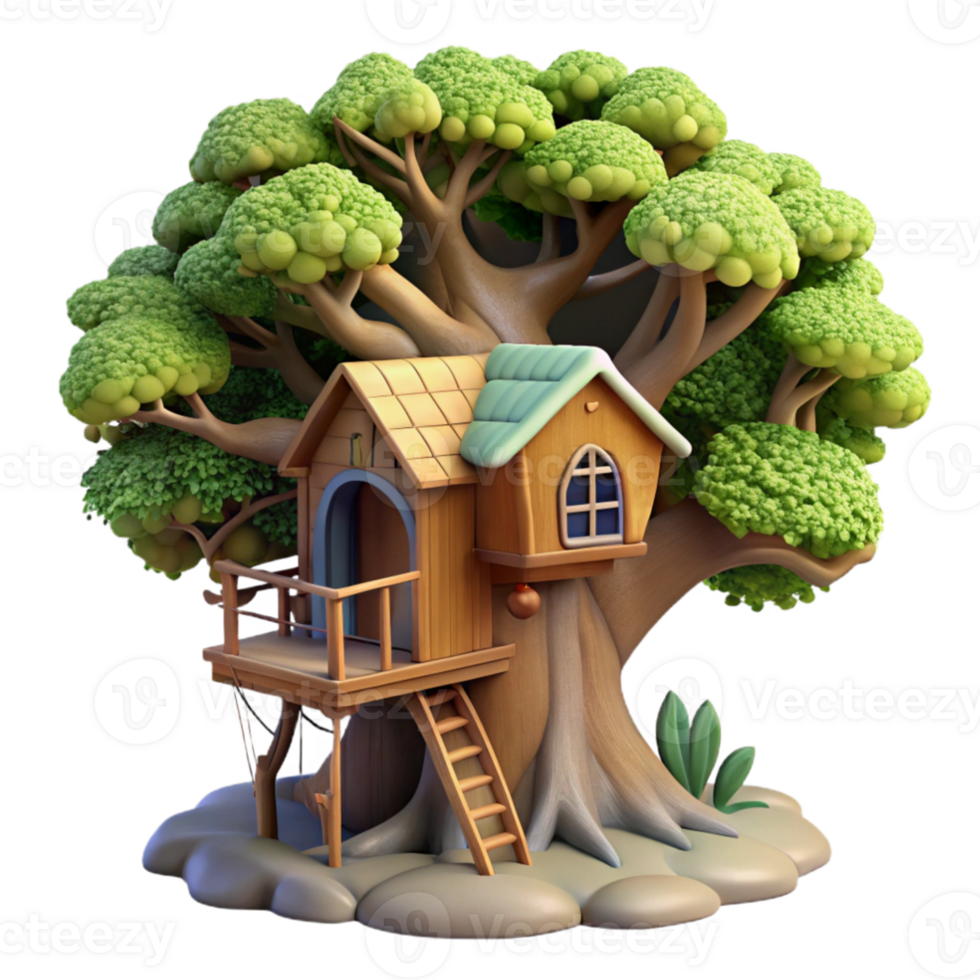 beautiful creative A whimsical treehouse, built into the branches of a giant oak, dappled sunlight filtering through the leaves. Fairytale, magical professional png