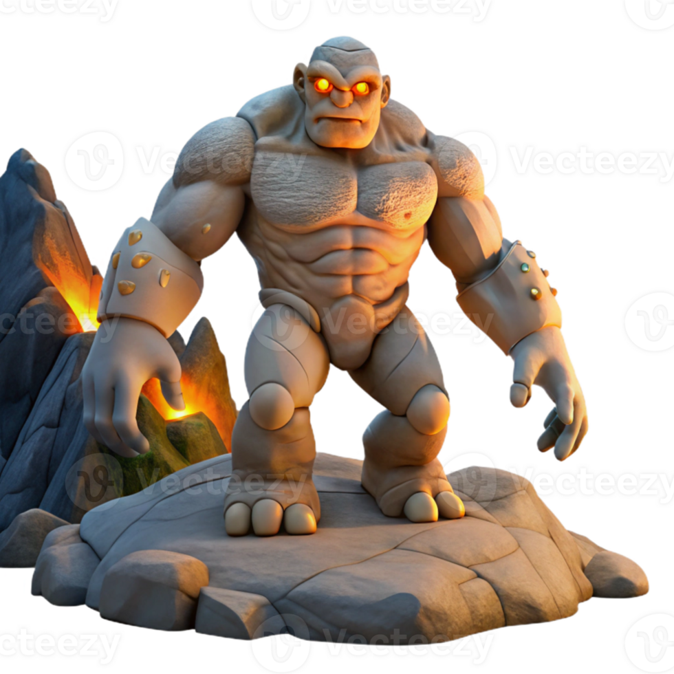 magnificent contemporary A colossal, ancient golem emerging from a mountainside, dramatic lighting, dynamic pose, matte painting style, premium png