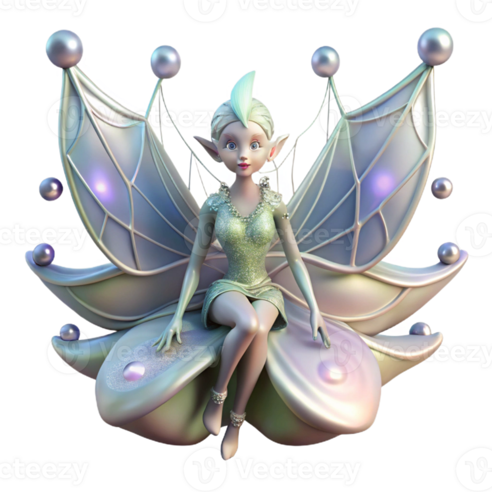elegant classic A delicate fairy with iridescent wings resting on a dew covered spiderweb, soft lighting, magical atmosphere, fantasy art style, authentic png